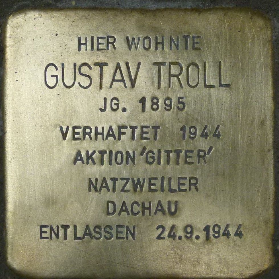 Stolperstein für Gustav Troll, Ratoldusstr. 39, Radolfzell, verlegt am 11. September 2015.