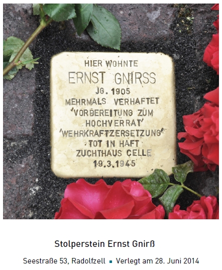 Ernst Gnirss Stolperstein