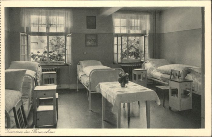 Kreispflegeanstalt Geisingen, Zimmer im Frauenhaus, zeitgenossisches Kartenleporello. Sammlung Markus Wolter