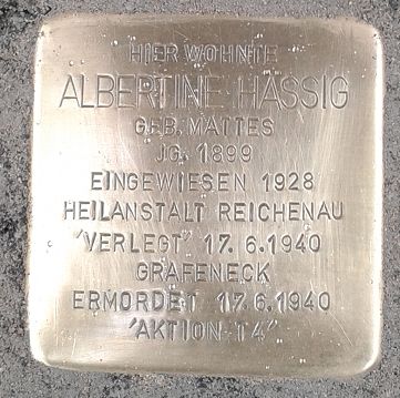 Stolperstein für Albertine Hässig, Bismarckstr. 30, Radolfzell, verlegt im Juli 2016