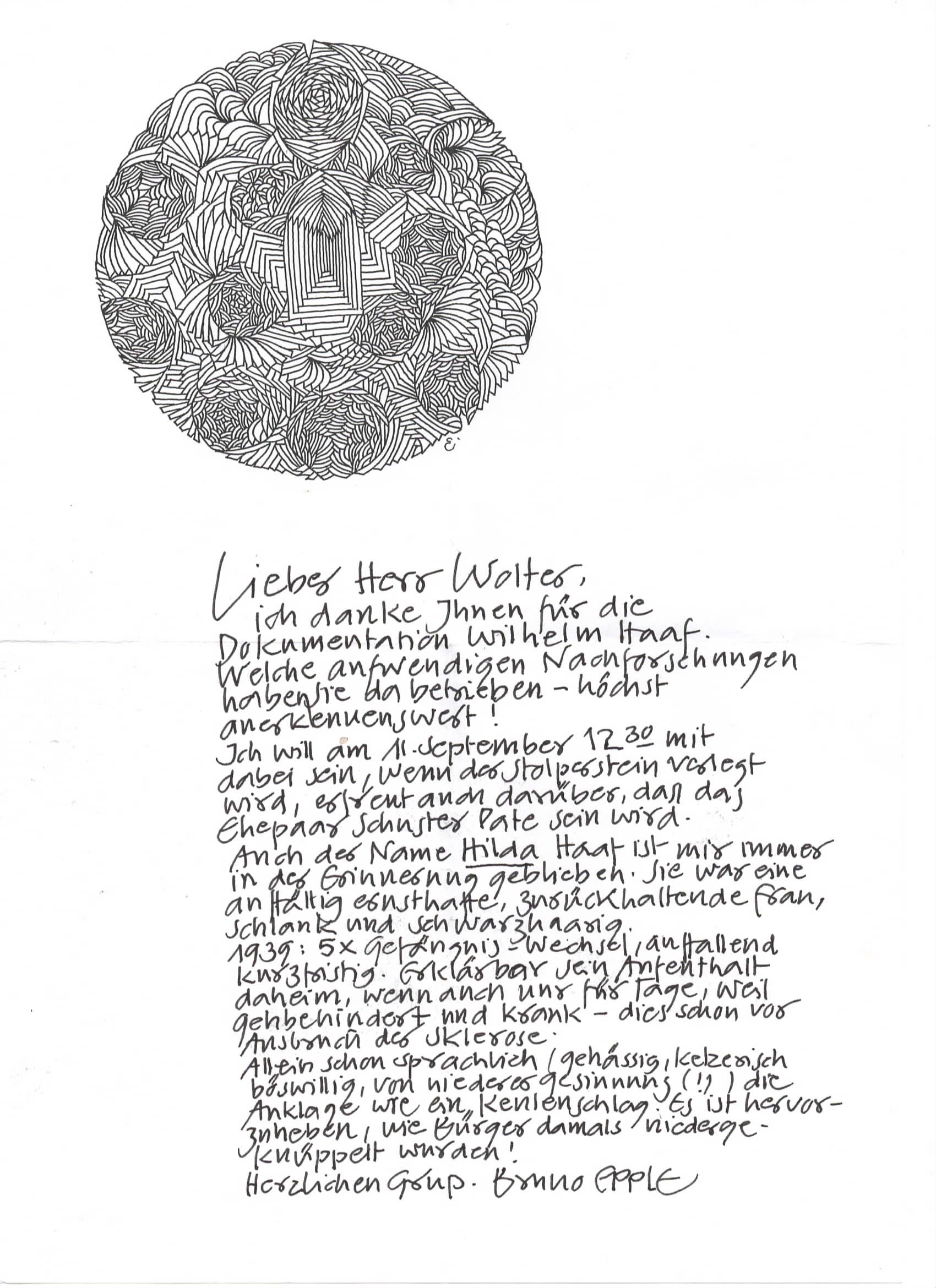 Bruno Epple   Wilhelm Haaf   Brief 2015